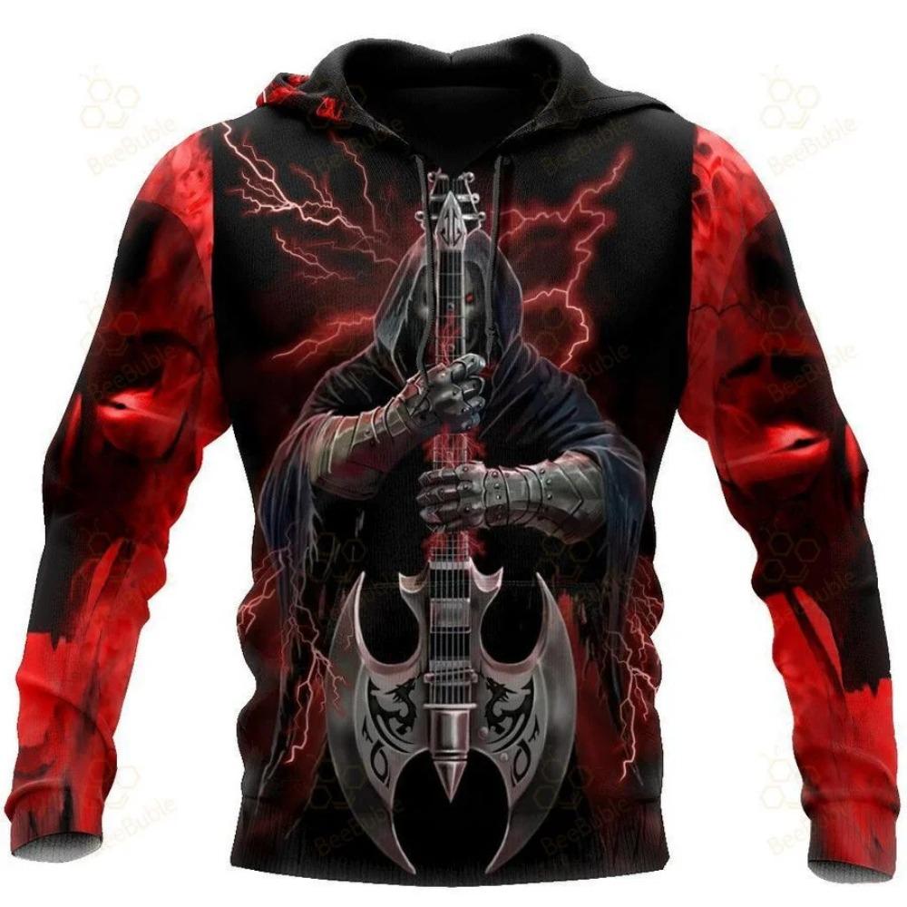 Herren Hoodie Tattoo Skelett Kreuz Terror Grafik Lockerer Mode Pullover Herbstkleidung Freizeitkleidung Damen Oberteile Sweatshirts