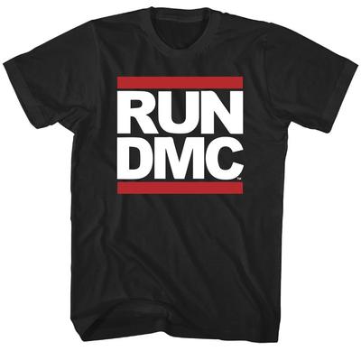 Run DMC Logo Herren T-Shirt Musik Klassisch Hip Hop Rap Gruppe Band Shirt Neu Schwarz