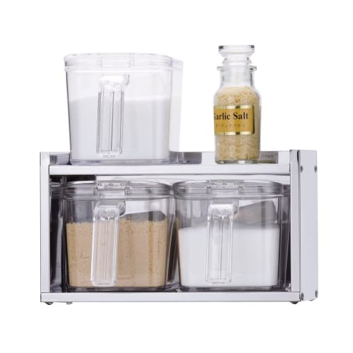 Pearl Metal Seasoning Rack/Storage Unit with 2 Storage Units, Stainless Steel, Made in Japan, HB-1778