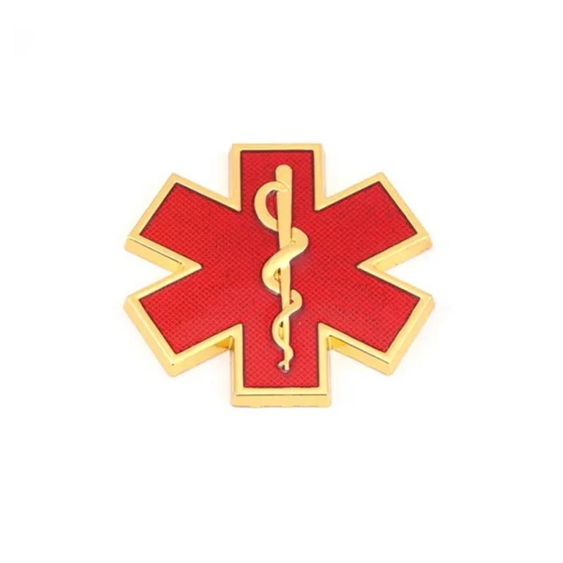 Metal 3D Star of Life Car Sticker Styling Red Emergency Ambulance Logo Personalized Modification Metal Scratch Decoration