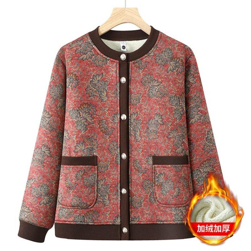 Coat Women's Autumn Fleece Thickened Warm Knitted Sweater Old Lady Sweater