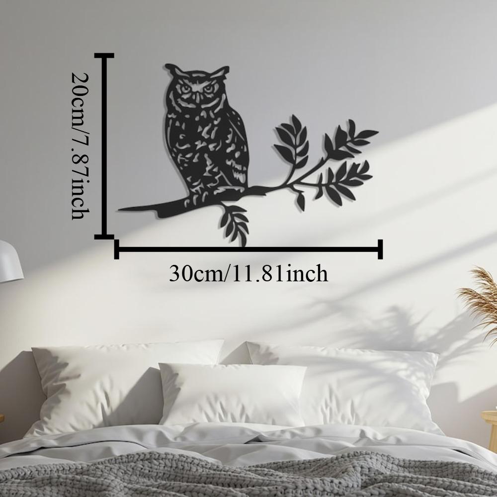 

Metal Wall Art Owl, Wildlife Decor for Living Room, Rustic Silhouette Outdoor Patio Hanging 12in чёрный