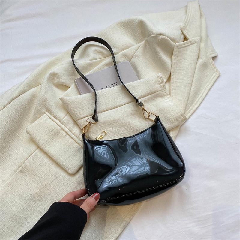 Trendy Street Style Small Pvc Square Shoulder Bag For Women Summer 2023 Fashionable And Simple Underarm Bag With Zipper Closure