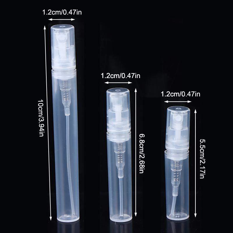 10 Stück 2/3/5 ml Mini Klare Kunststoff Leere Parfümflasche Nachfüllbare Sprühflasche Zerstäuber Behälter Damen Reise Parfümflaschen