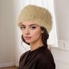 Chapeau Femme Couleur Unie Design Haut Ouvert Chapeau d'Hiver Coupe-Vent Chaud Imitation Fourrure de Renard Accessoires Temps Froid