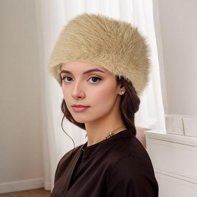 Women Hat Solid Color Empty Top Design Winter Hat Windproof Warm Imitation Fox Fur Hat Cold Weather Accessories