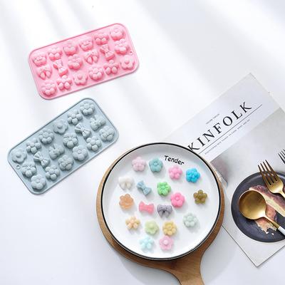 1Pc 18Cavities Flower Bow Tie Silicone Chocolate Molds DIY Pudding Biscuit Pastry Dessert Fondant Candle Cake Mold Baking Tools