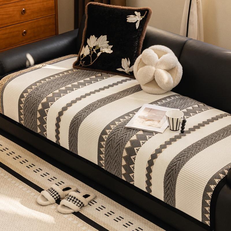 

Chenier Striped Bright Silk Sofa Cushion Universal In All Seasons, High-End Seat Cushion, Non-Slip Sofa Cover, Backrest Cover Cloth Towel 90*70cm