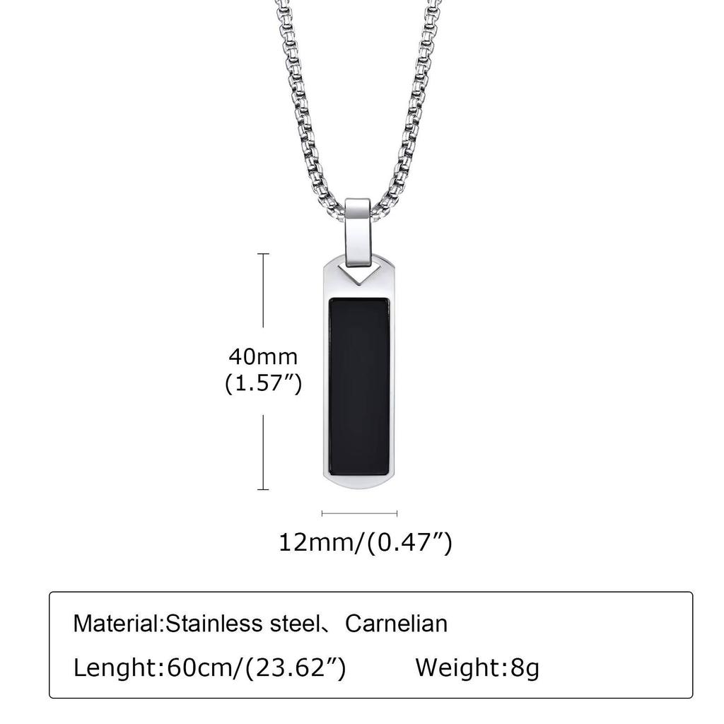 Vnox Geometrische Rechteck-Anhänger Halskette für Herren, Tigerauge Stein Vertikaler Stab Edelstahl Boxkette Halsketten, Party Geschenke