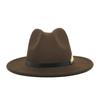 Fedora Men'S Fedora Neutral Wide Brim Jazz Hat Feather Belt Autumn And Winter British Vintage Panama Hat