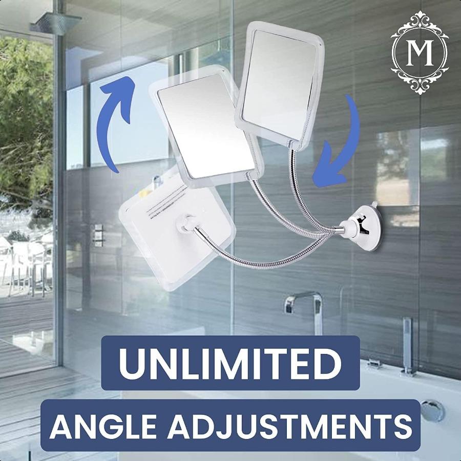 

Гибкое зеркало для душа Fogl для бритья в ванной комнате с регулируемым по высоте гусиным удлинителем, вращением на 360° и обновленной присоской United States