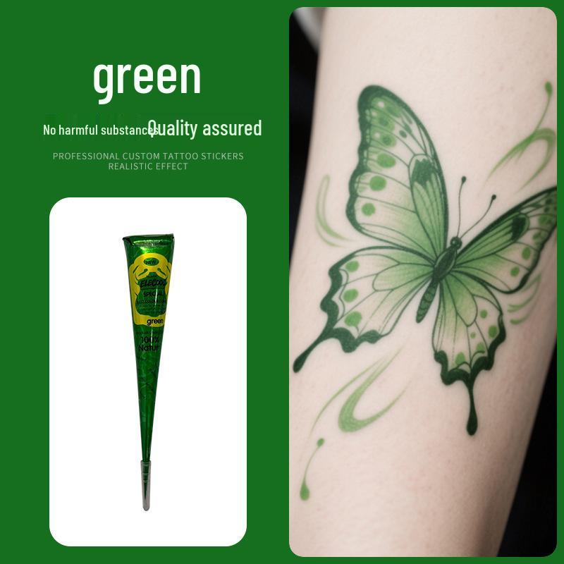 Plant-Based Hand-Painted Henna Tattoo Paste for Stencil Use