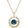 New Luxury Inlaid Zircon Planet Moon Pendant Necklace For Women Titanium Steel Butterfly Water Drop Clavicle Chain Charm Jewelry