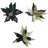 Glitter Christmas Flower Poinsettia Tree Atmosphere Cloth+Plastic Decoration Garden Hanging Wedding Xmas Practical
