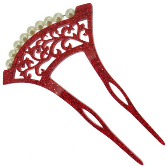 

Новый стиль Классические полые заколки для волос невесты - Акриловые аксессуары для старинного костюма розовый/красный