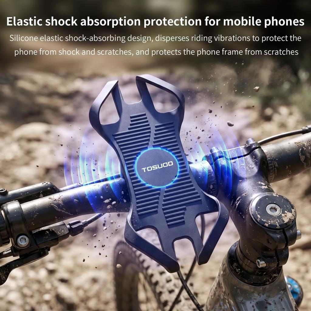 TOSUOD Ultra Stable Bike Phone Mount Universal Silicone Anti Shake Easy Install Handlebar Bracket for MTB Road Riding