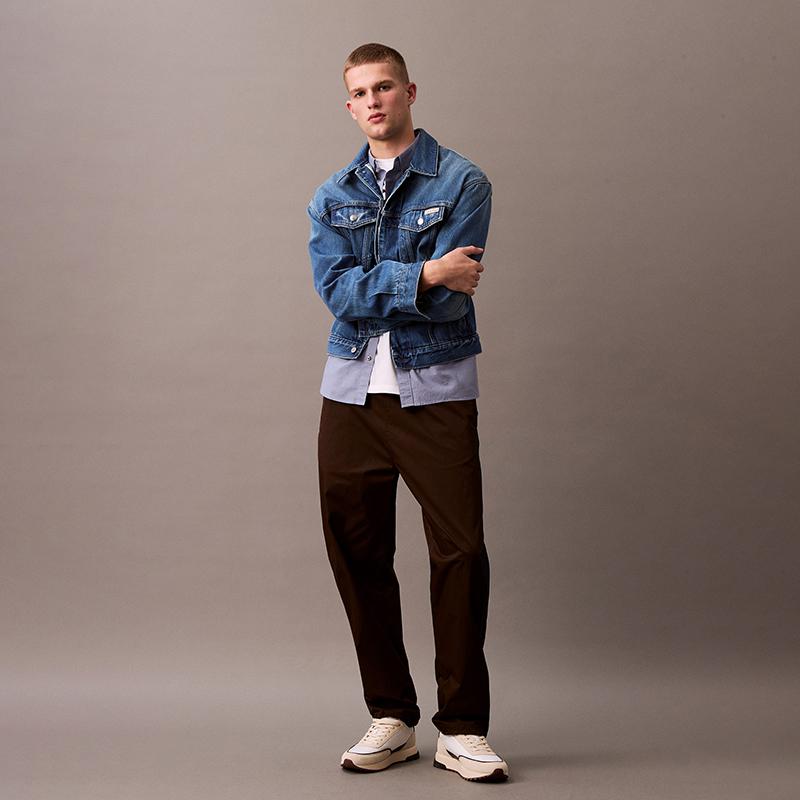 Calvin Klein Ss25 Classic American Vintage Distressed Cotton Denim Jacket Men Jacket Denim-Blue 4RB798G