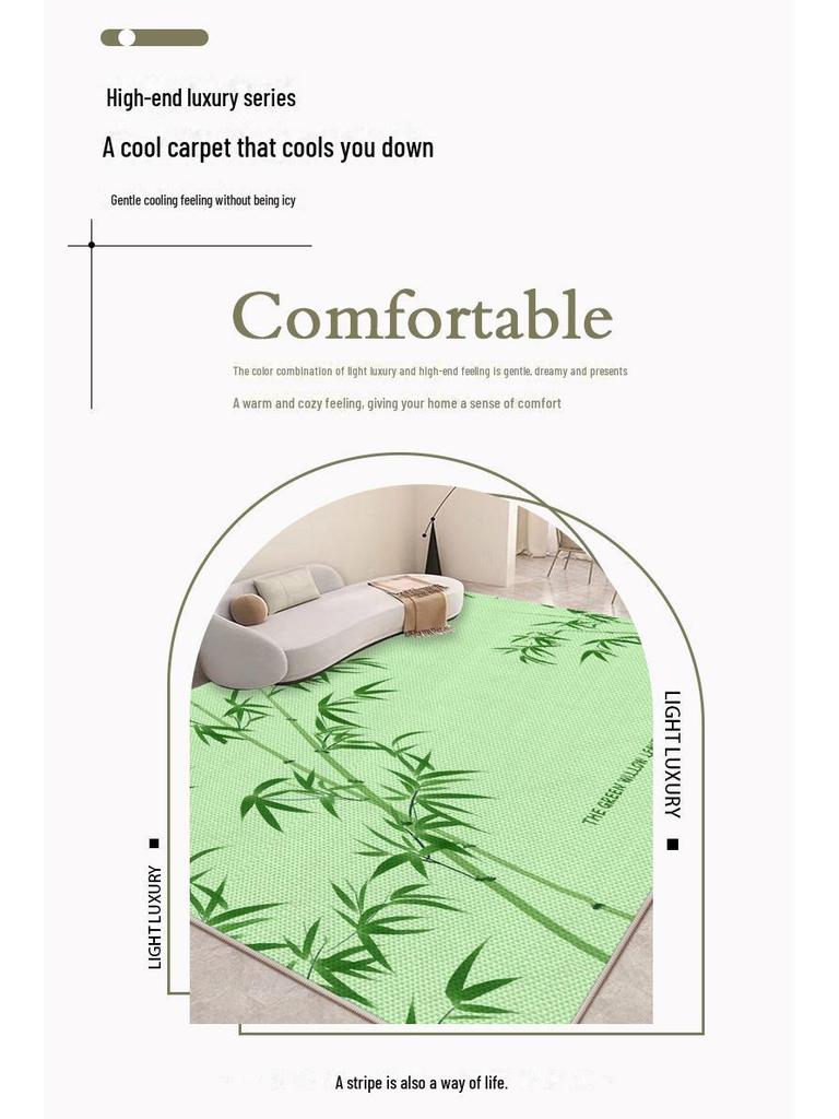 Prodyšný protiskluzový koberec do obývacího pokoje z ledového hedvábí - Snadné čištění a bezúdržbový 2024