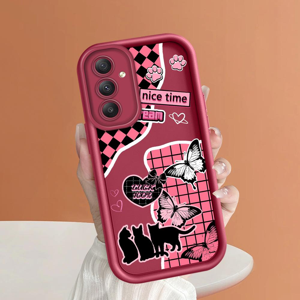 

Мягкий силиконовый квадратный чехол с рисунком лестницы для телефона, полное покрытие, противоударный защитный резиновый чехол для камеры для Samsung Samsung M02 темно-красного