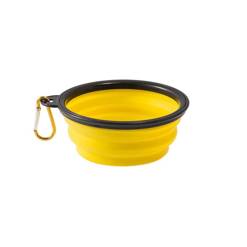 Folding Portable Silicone Dog Feeder Bowl 2-in-1 Pet Dispenser with Carabiner for Outdoor Travel Food And Water Container for Do