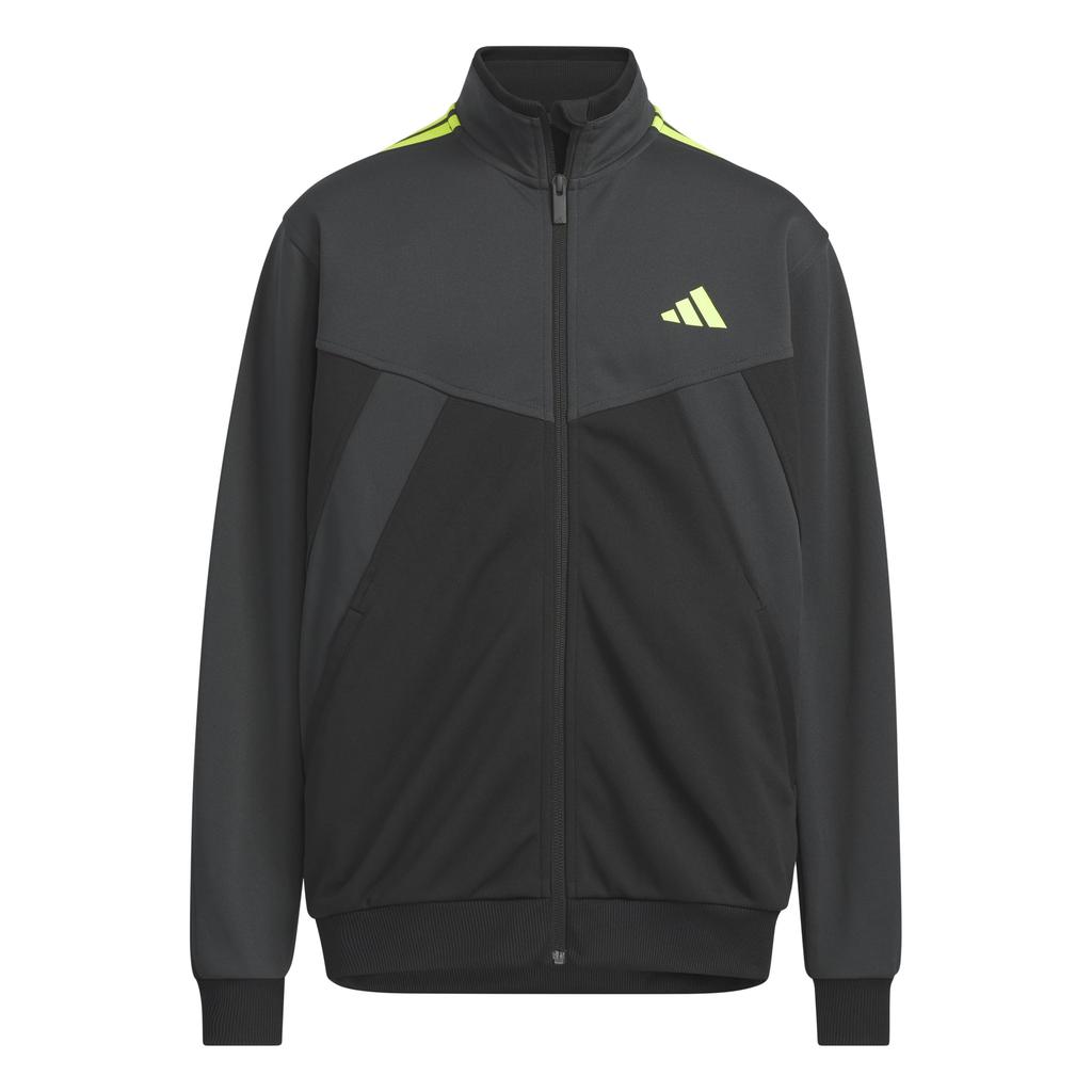 Jersey Top Essentials Color Block WU Jacket Kids KCE61 Slime J140 [Adidas] Carbon/Black/Solar (JM4507)
