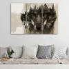 Three Piece Picture Canvas Print Wolf Animals Black White