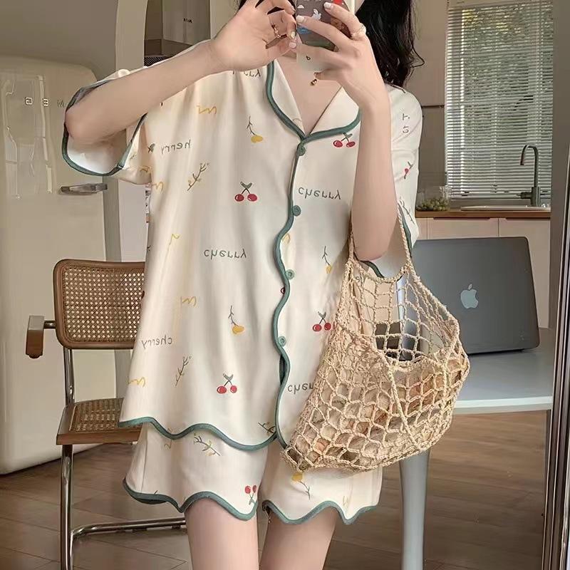 Cardigan Short Sleeve Shorts Pajama Set Girls Summer Kimono Sweet Cute Panda Can Wear Loungewear