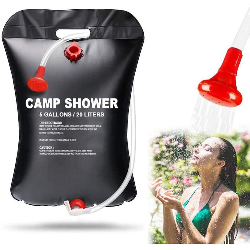Portable Solar Shower Bag Camping Outdoor Travel PVC Water Heater With Head