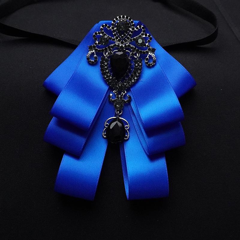 Detachable Bow Tie Brooch Silk Ribbon Collar Pin for Shirts & Blouses Fashion Floral Bow Clip for Women's Casual Outfit