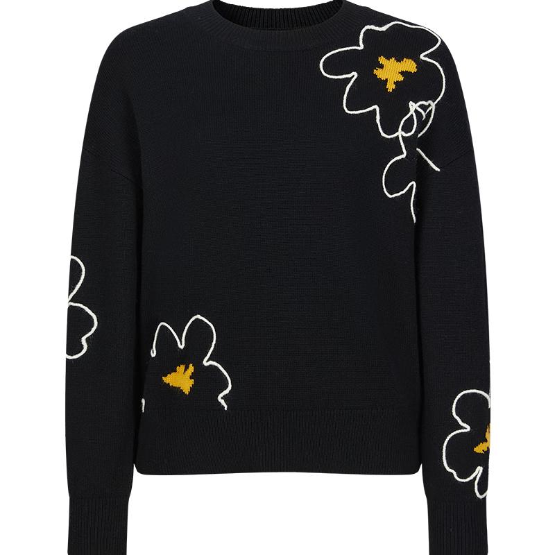 

JUZUI ANNACO Women s Hollyhock Embroidered Wool Knit Sweater XL