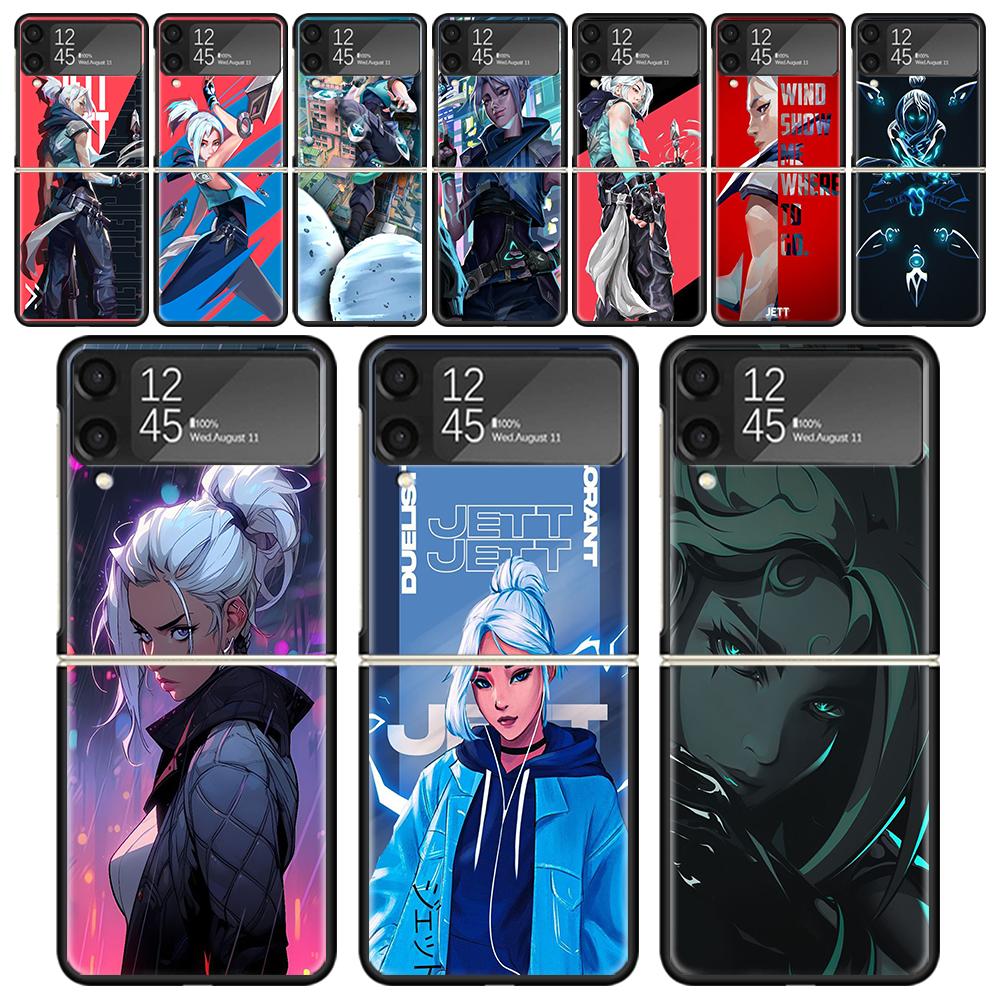 Valorant Jett Cases For Samsung Galaxy Z Flip 4 5 6 7 3 Z Flip7 Flip6 Flip4 Flip5 Flip3 5G Hard Shockproof Fundas Cover Galaxy Z