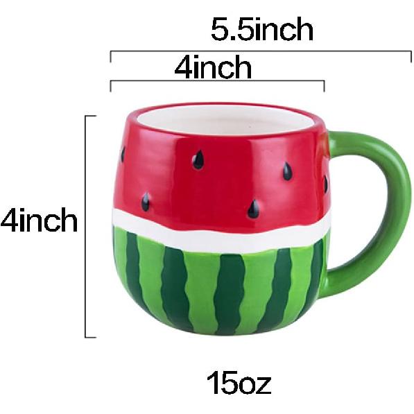 123Arts Coffee Mug,Watermelon Fruit Shape Ceramic Coffe Mug Teacup Milk Cup Oatmeal Cup