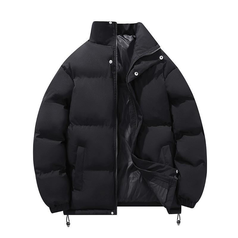 Down Jacket Men's Winter Couple Thickened Stand-up Collar Bread Jacket Ins Solid Color Versatile Warm Cotton Jacket