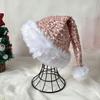 Christmas Decoration for Holiday Events Sparkly Santa Hat Women Men, Glitter Sequin with White Fluffy Trim Gift Friends Family And Pom Pom,