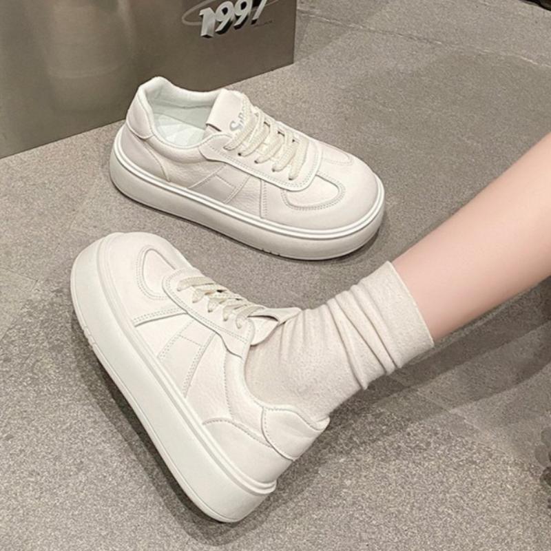 Frühling, Sommer, Herbst und Winter Damen Schuhe Damen Sneaker Weiße Schuhe Low-Top Runde Zehenpartie Höhenverstärkende Freizeitschuhe