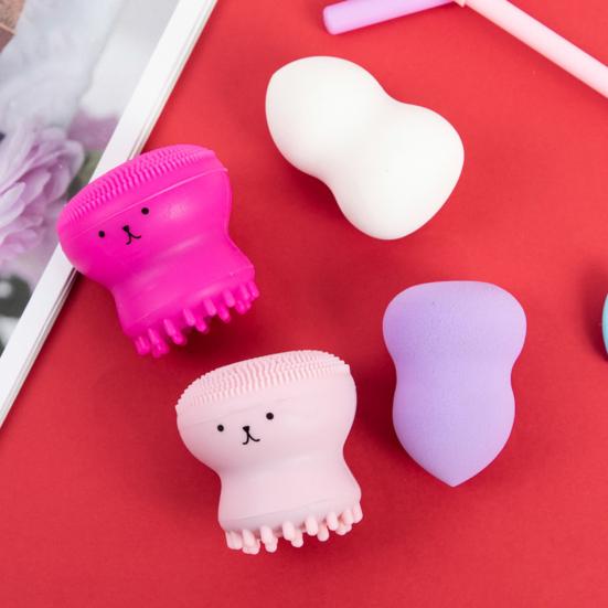

Щетка для лица Puff Мягкая повторно используемая эмульсия Octopus Для лица Силиконовая очищающая щетка для студентов