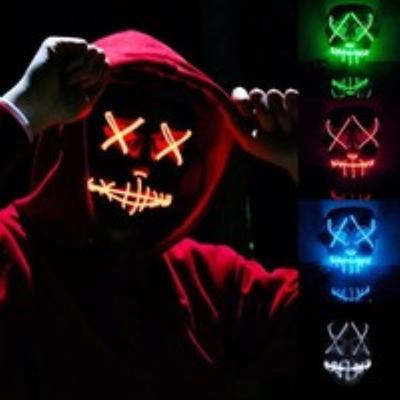 Halloween Scary Mask EL Wire LED Light Up Cosplay Costume Mask The Purge Movie