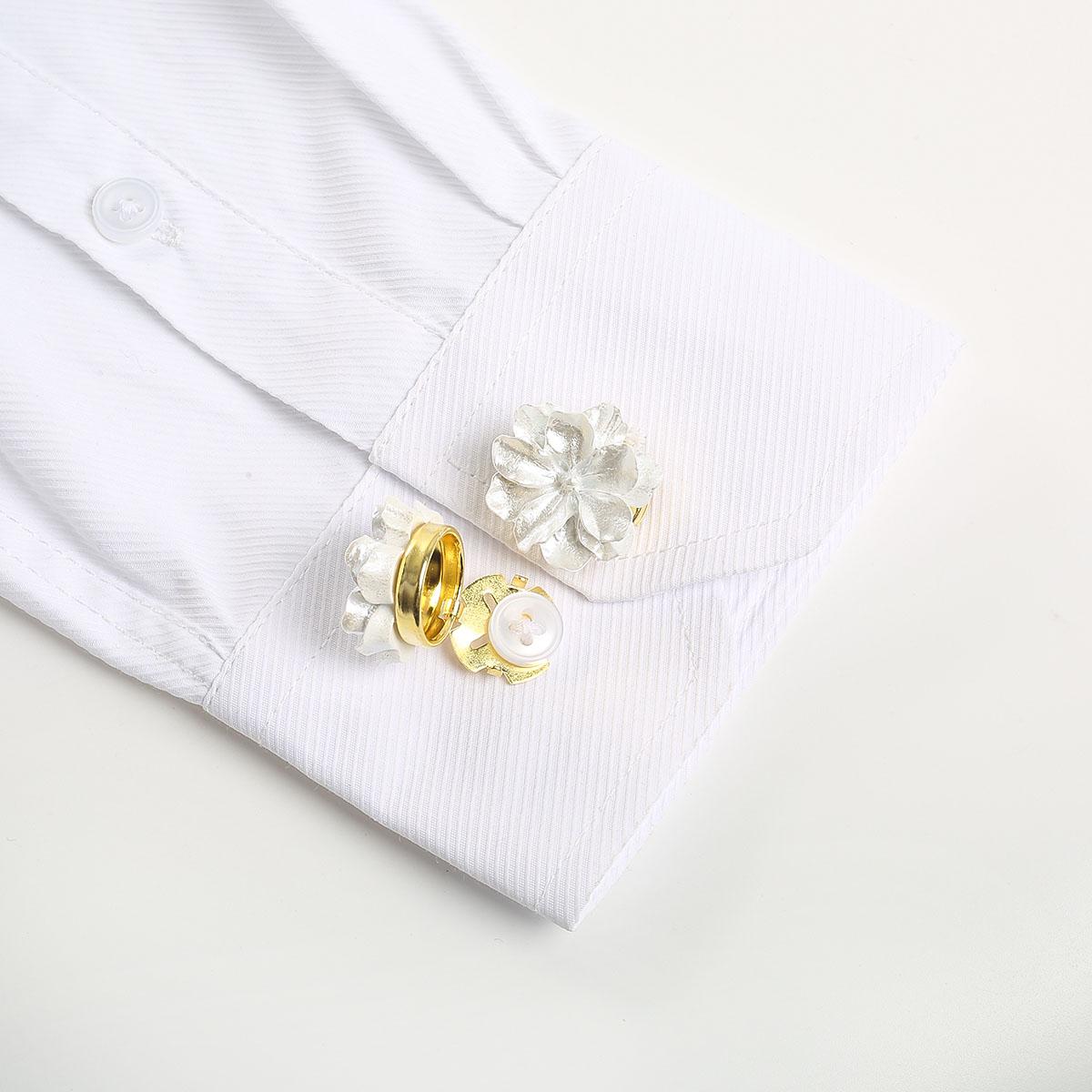 

2 шт./компл. Цветы запонки пуговицы крышка на рубашку милый элегантный гардения пуговицы зажим подходит для смокинга рубашка украшение одежды белый