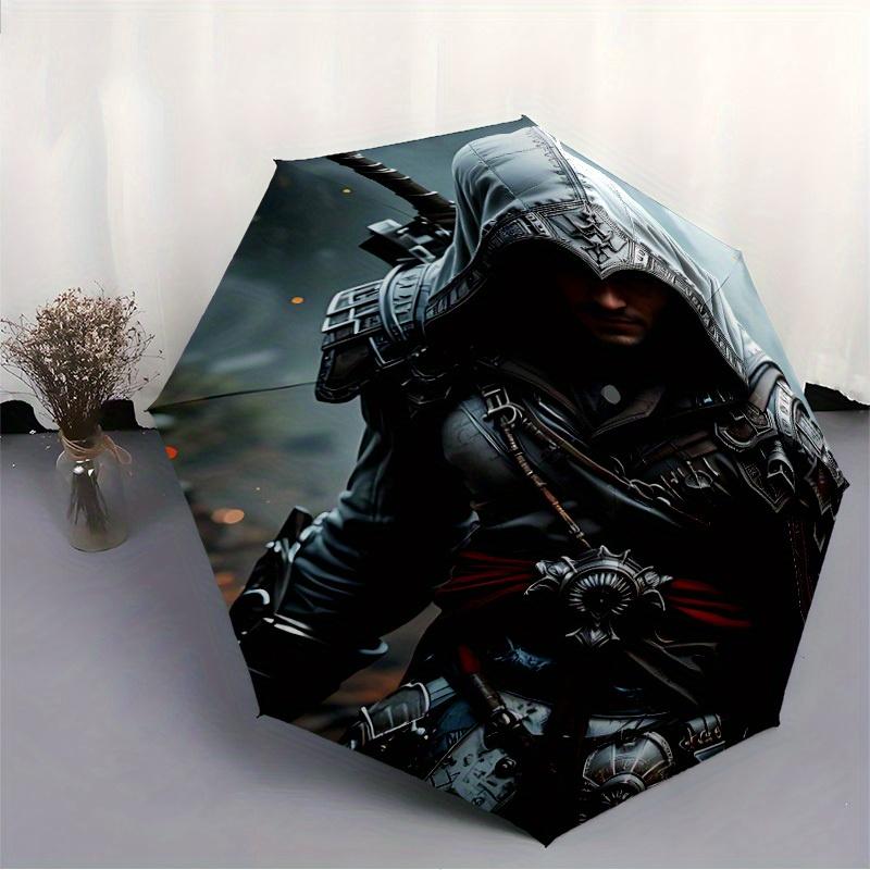 1pc Assassin's Creed Self-Folding Umbrella, 8-Bone Compact Travel Umbrella, Durable Plastic And Iron Frame100