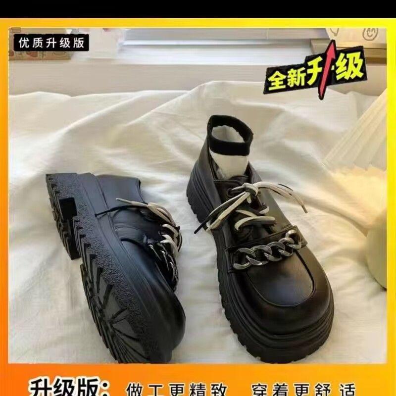 

Туфли женские в ретро-британском стиле, весна-лето 2025, новые универсальные студенческие черные туфли на платформе, повседневные, маленькие кожаные туфли Мэри Джейн 40