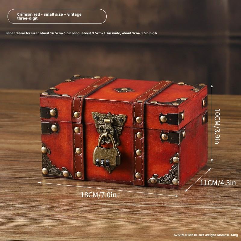 European Retro Wooden Lock Storage Box Home Storage Box Wooden Box Decorative Ornament Secret Room Escape Prop Box