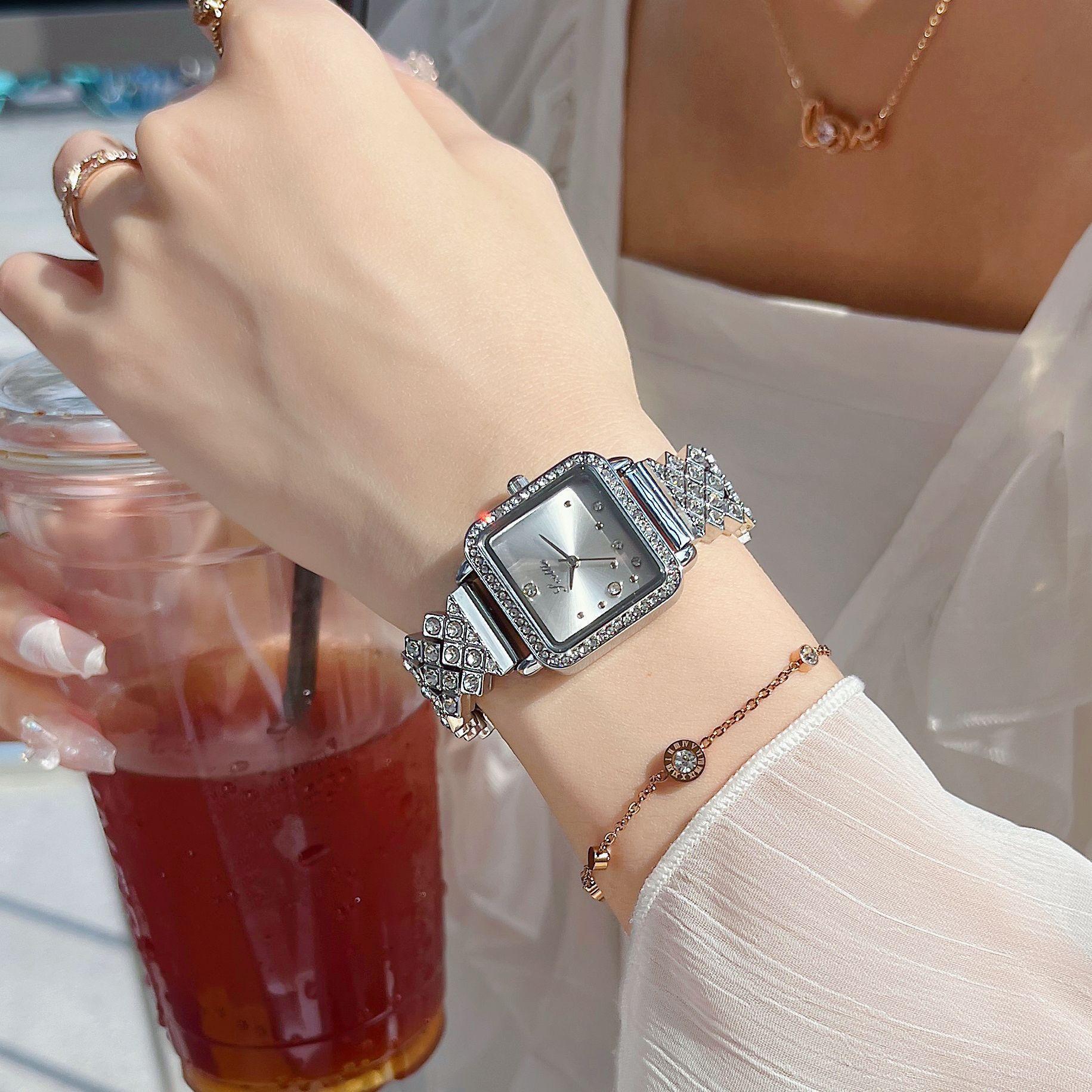 9181F Watch Bracelet Watch Women S Full Diamond Waterproof Women S Watch Square