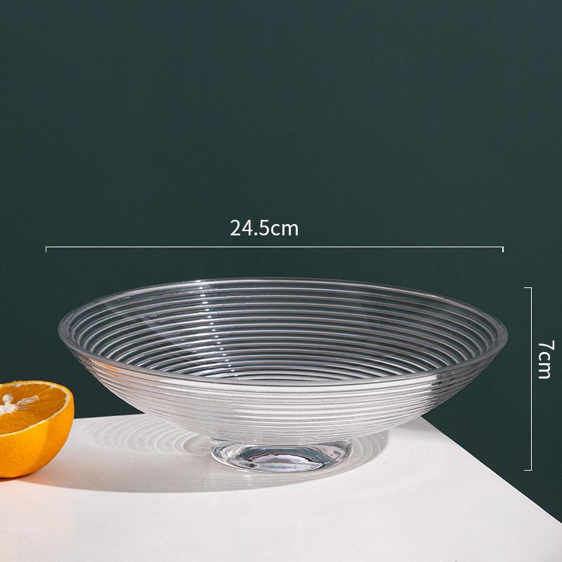 Glass Fruit Plate Tall Feet Transparent Glass Plate Snack Tray Dishes Dessert Bowl Cake Pan Fruit Salad Bowl Decorative Plates