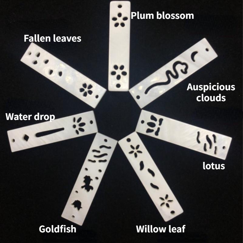 7PCS Chinese Ancient Shell Pendant Hollow Carving Different Patterns Shell Long DIY Necklace Bracelet Red Rope Woven Jewelry