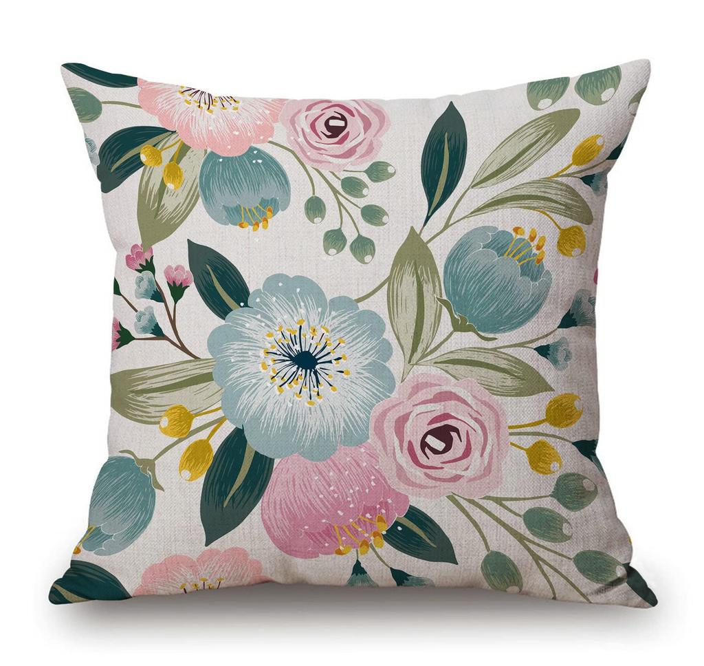 Modern Floral Pillow Cover Abstract Flower Cushion Case Black Red Orange Grey Decor Living Room Sofa Gift