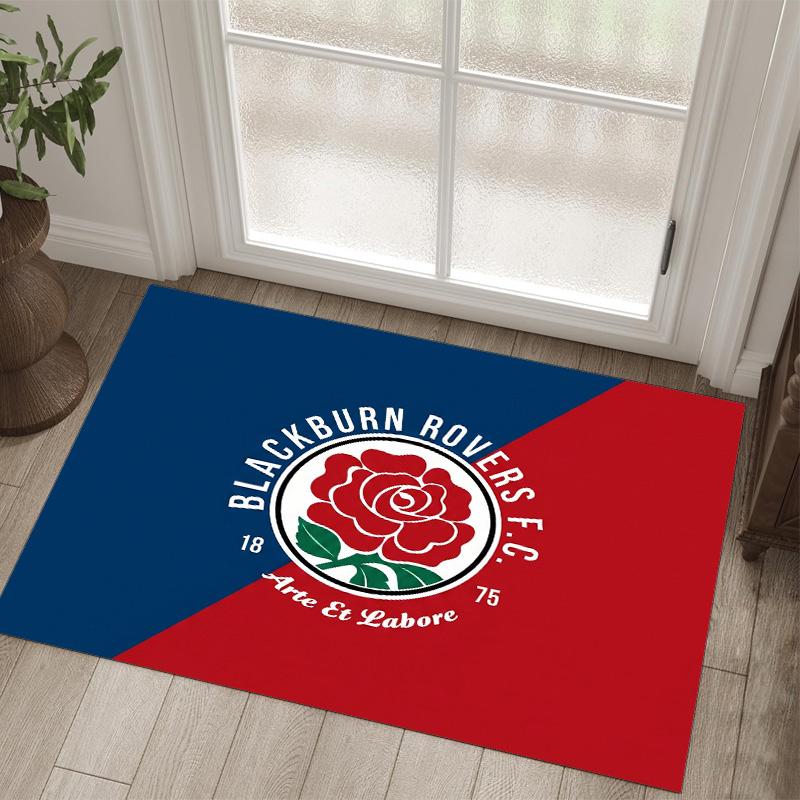 Blackburn Rovers Football Design Crystal Velvet Carpet Cozy Non?Slip Printed Rug For Bedroom Living Room Entrance