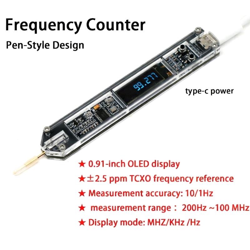 Compact Pen Type Frequency Counter With Organic Light Emitting Diode Screen For Two Way Radio 200Hz To 100MHz Ranging High Precise TCXO