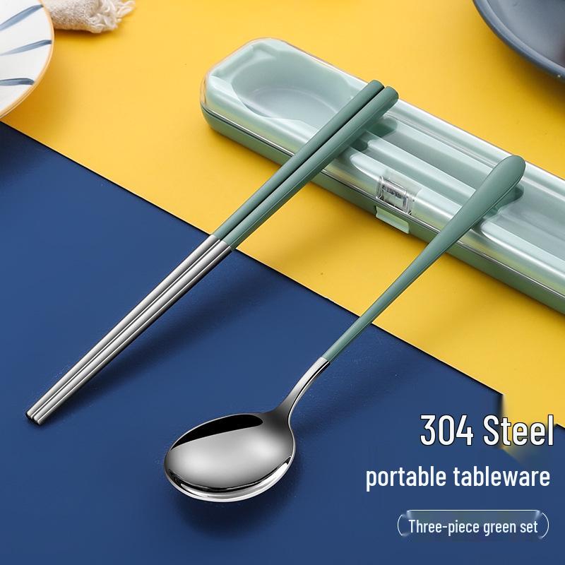 In-Stock Stainless Steel Portable Cutlery Set: Travel Flip-Top Case with Fork, Spoon, and Chopsticks