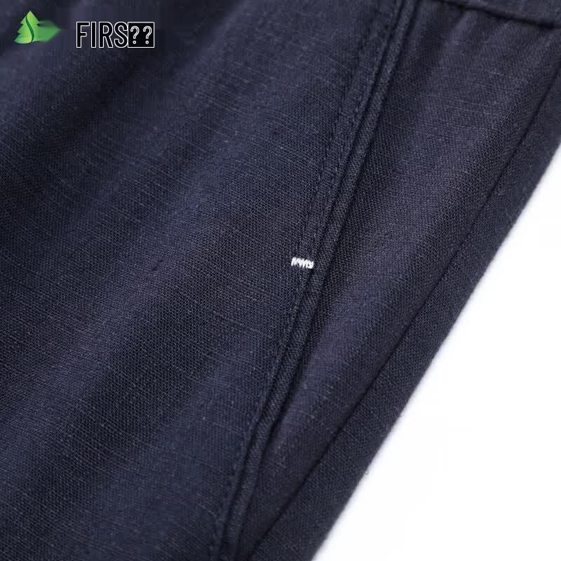 FIRS Men's Linen Blend Straight Casual Pants