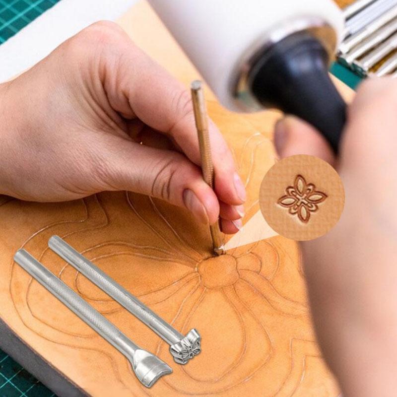 Lederstempel Druckwerkzeugsatz Legierungsstempel Schlagstempelset Schnitzen Sattelherstellungswerkzeuge für Lederhandwerk DIY Kunstwerk